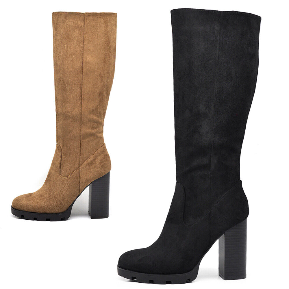 Stivali Camperos da Donna Al Polpaccio Tacco Alto Grosso Platform Cam IF FASHION