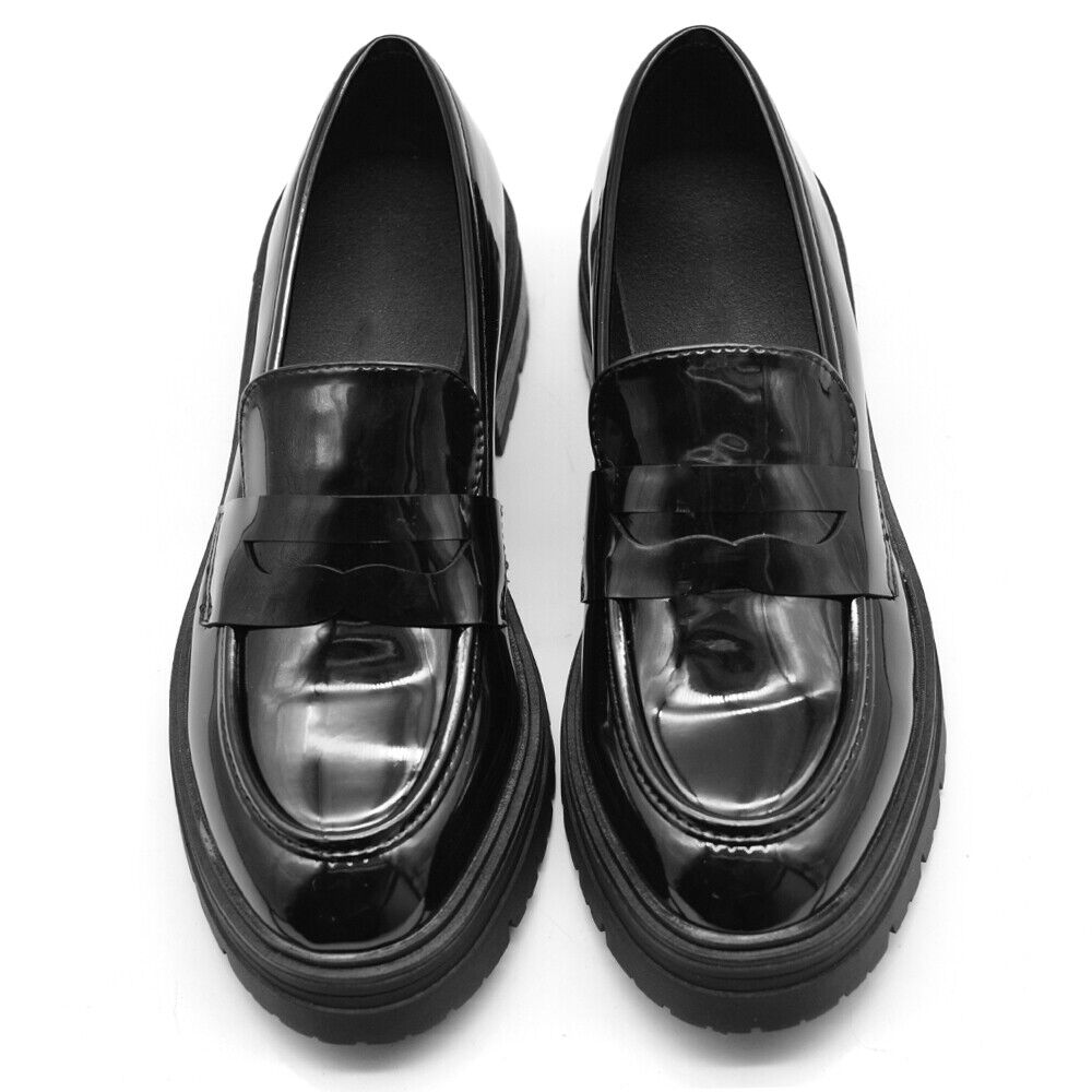Scarpe Mocassini Loafers Slip On Lucido Da Donna Platform YL100 Nero – IF  FASHION