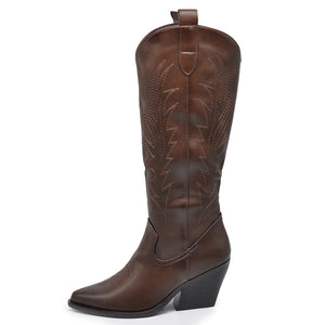 Stivali Stivaletti Da Donna Texani Cowboy Cowgirl A Punta Etnici Ricamati LY80-12 GA021