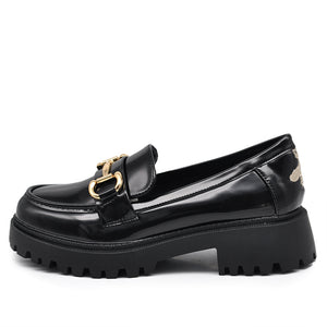 Scarpe Mocassini Loafers Slip On Da Donna Con Morsetto Ape Ricamato 2M7-XX1436-18 nero