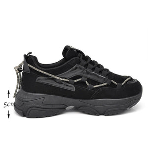 Scarpe Da Donna Ginnastica Sportive Chunky Sneakers Lacci Strass Platform N01