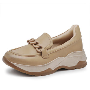 Scarpe Sneakers Mocassini Slip On Da Donna Con Catena Platform Zeppa GR-6648