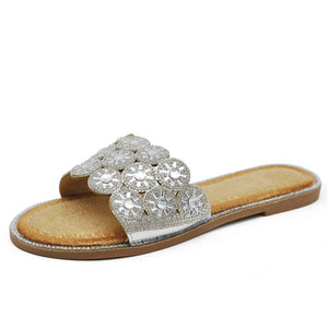 Scarpe Da Donna Ciabatte Sandali Bassi A Fascia Con Pietre Strass GH-808