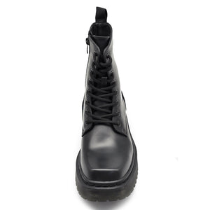 Stivali Stivaletti Anfibi combat boots Donna lacci Zip Cerniera Punta Quadrata GA018 nero bordeaux camel