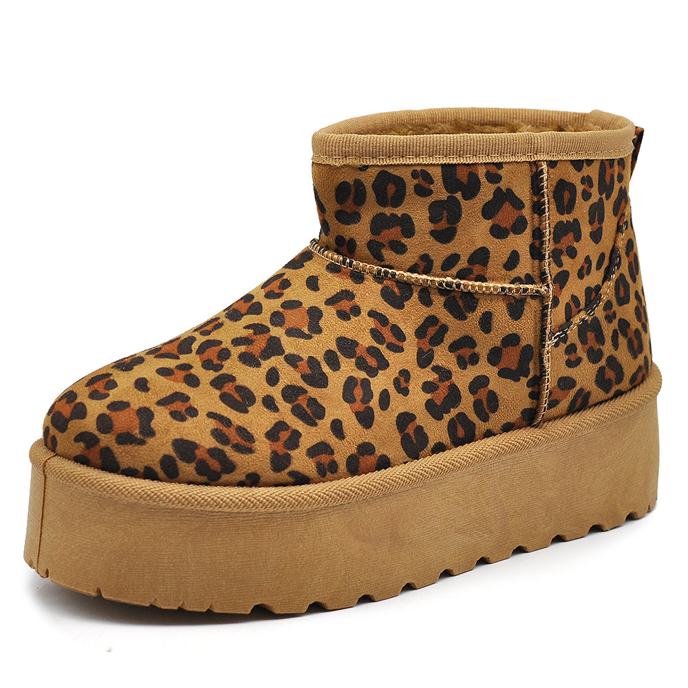 Stivali Mammut Camoscio Pelosi Con Pelliccia Pelo da Donna Doposci Platform P309 leopardato maculato