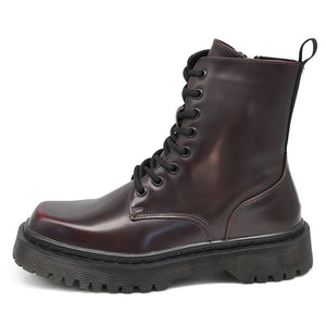 Stivali Stivaletti Anfibi combat boots Donna lacci Zip Cerniera Punta Quadrata GA018 nero bordeaux camel