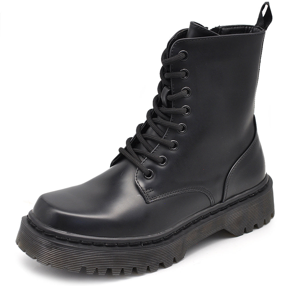 Stivali Stivaletti Anfibi combat boots Donna lacci Zip Cerniera Punta Quadrata GA018 nero bordeaux camel