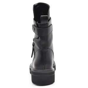 Stivali Stivaletti Platform Donna Anfibi combat boots lacci Zip Cerniera Platform MP731 nero