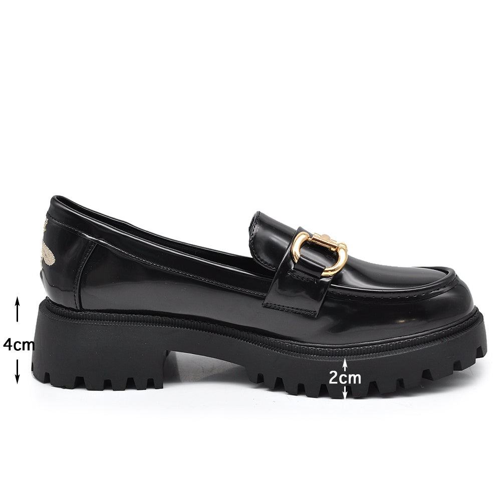 Scarpe Mocassini Loafers Slip On Da Donna Con Morsetto Ape Ricamato 2M7-XX1436-18 nero