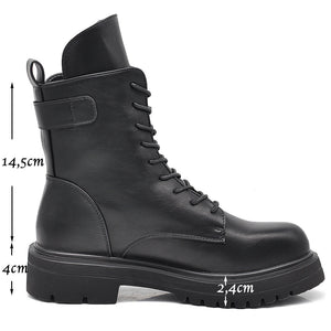 Stivali Stivaletti Platform Donna Anfibi combat boots lacci Zip Cerniera Platform MP731 nero