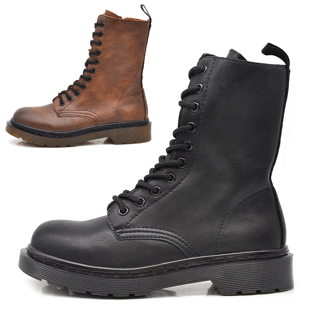 Stivaletti Stivali Anfibi Combat boots Militare Da Donna MT88-5 nero marrone