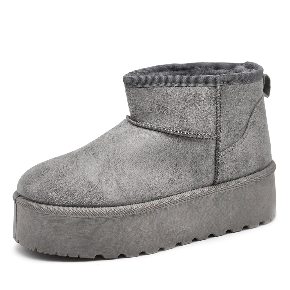 Stivali Mammut Camoscio Pelosi Con Pelliccia Pelo da Donna Doposci Platform P309