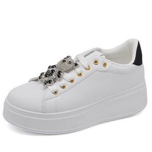 Scarpe Da Donna Ginnastica Sportive Sneaker Moda Gioiello Decorazione A Orsetto Platform Plateau Strass AD-1 bianco