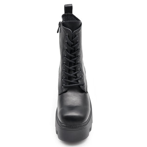 Stivali Stivaletti Platform Donna Anfibi combat boots lacci Platform carrarmato  MP752-1 nero