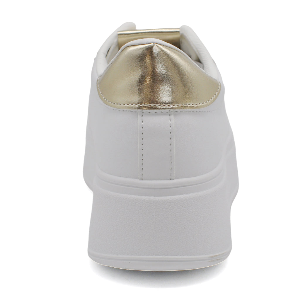 Scarpe Da Donna Ginnastica Sportive Sneaker Moda Gioiello Decorazione A Orsetto Platform Plateau Strass AD-1 bianco