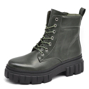 Stivali Stivaletti Platform Donna Anfibi combat boots lacci 6004 nero beige verd