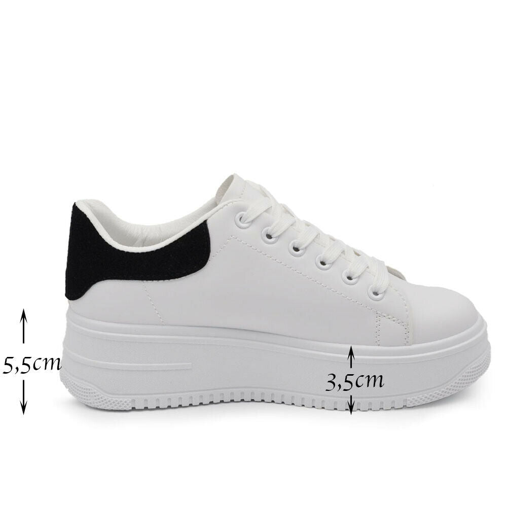 Scarpe Da Ginnastica Sportive Sneaker Bianche Donna Platform Zeppa Rialzo 677