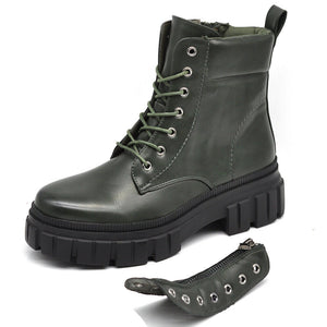 Stivali Stivaletti Platform Donna Anfibi combat boots lacci 6004 nero beige verd