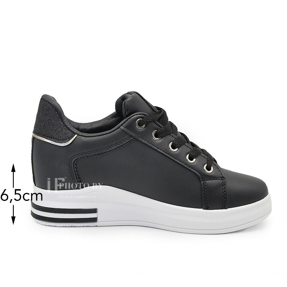 Scarpe Da Ginnastica Sportive Sneaker Bianche Donna Platform Zeppa Rialzo 85-412